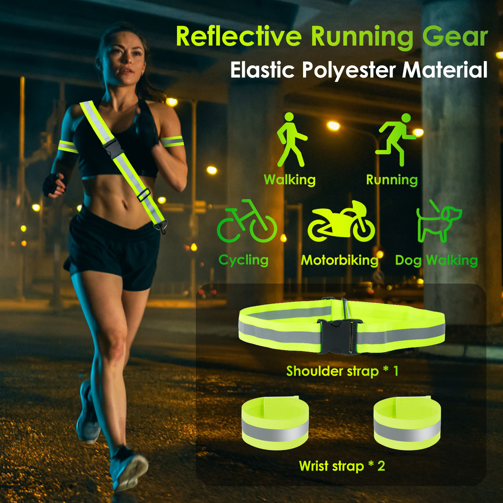 3pcs Reflective Sash for Walki - огляд і ціна Reflective Running Gear Vest